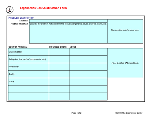 Ergonomics Cost Justification Form